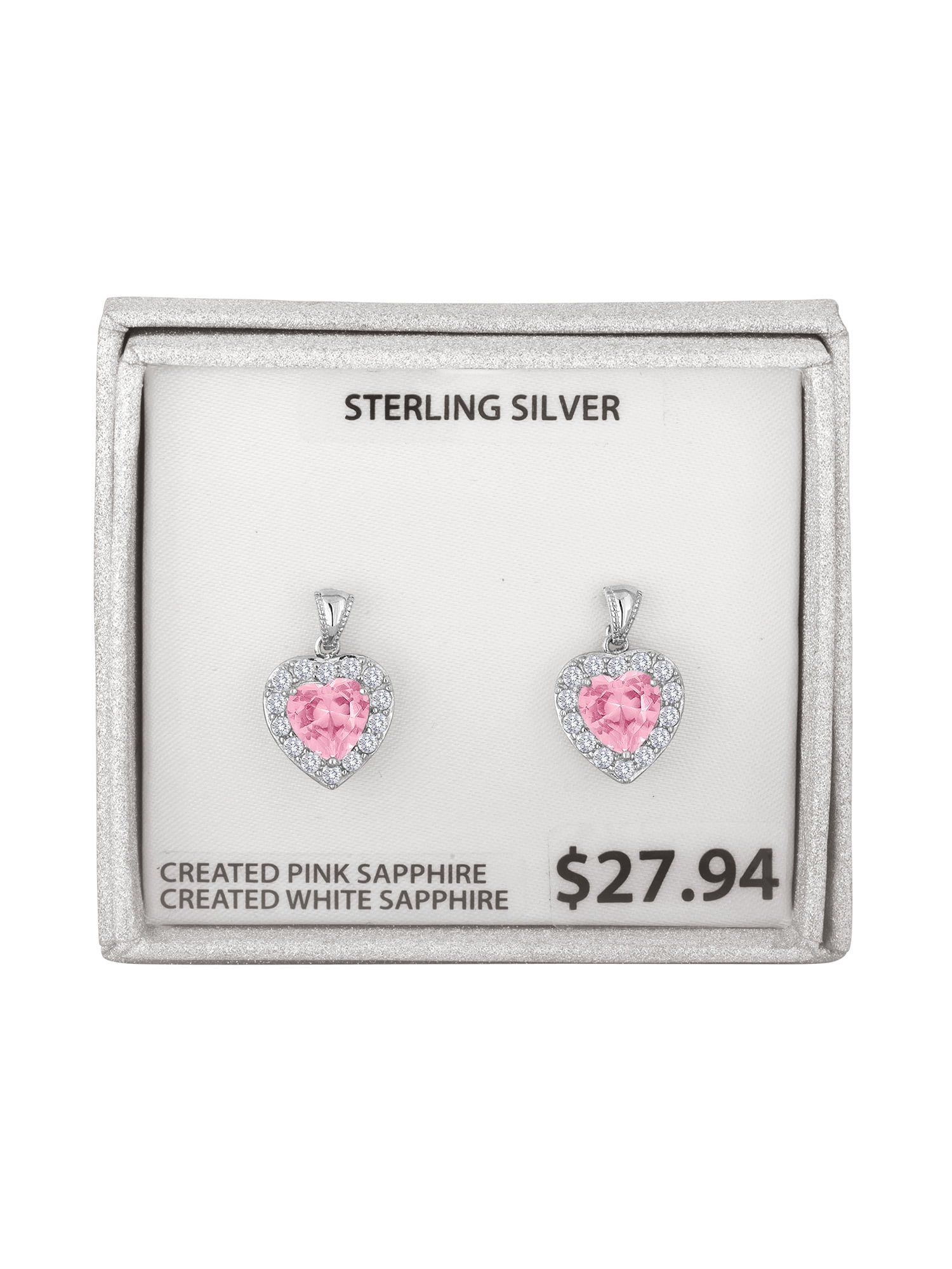 Ladies Brilliance Fine Jewelry Sterling Silver & Lab Created Pink Sapphire Earrings