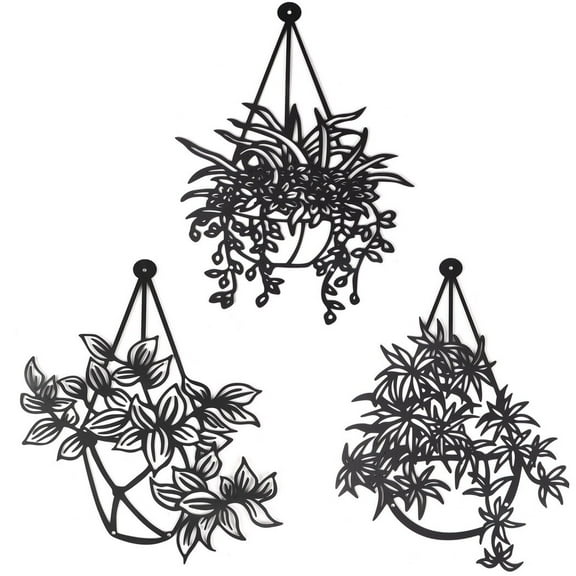 3Pcs Metal Wall Decoration, Hanging Wall Flower Decoration, Modern Wall Art Decor for Patio Balcony Garden Kitchen Living Room Bathroom Bedroom