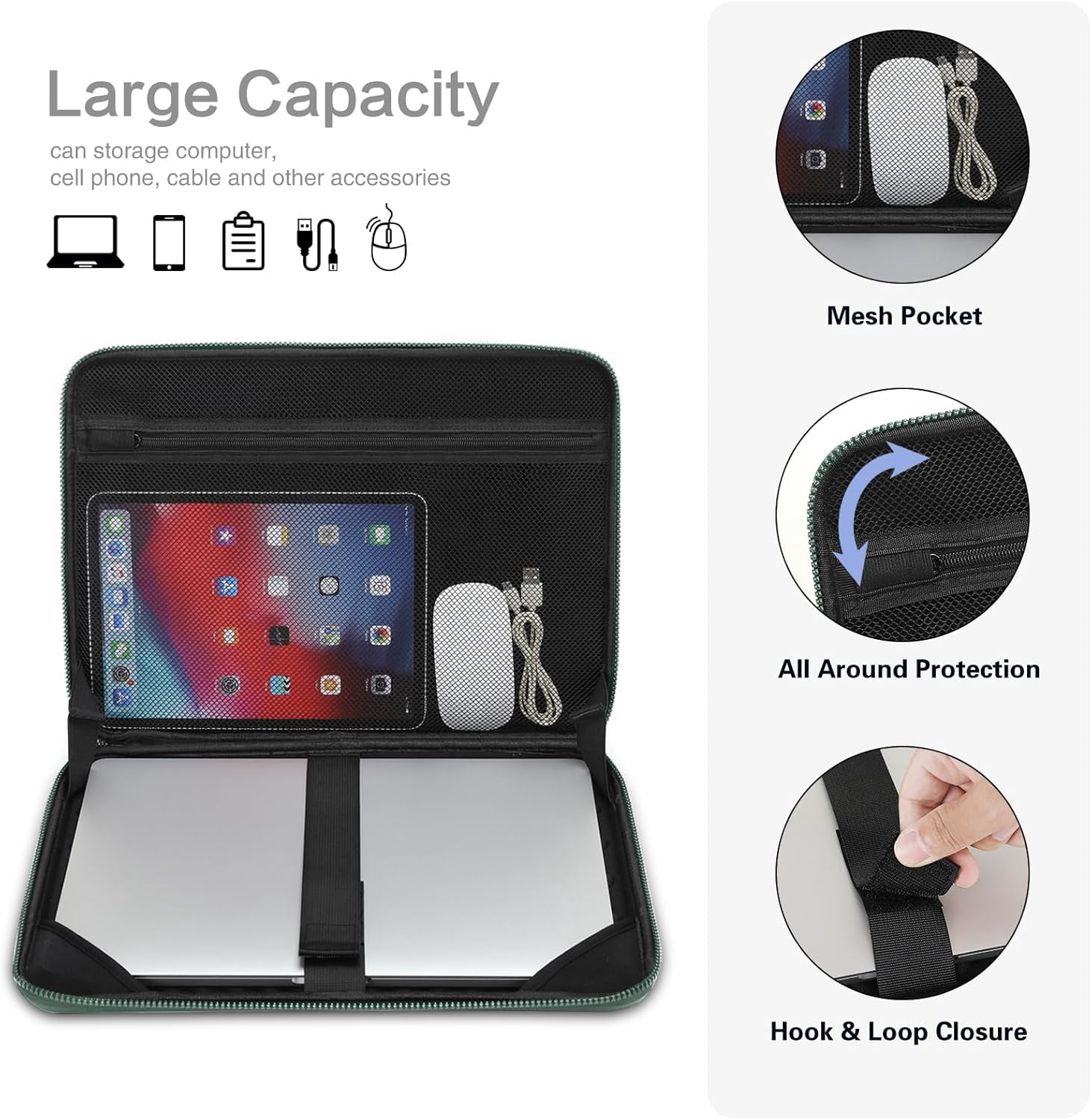 MOSISO 15-16 inch Laptop Hard Case, 15.6 inch Waterproof Shockproof Computer Bag Compatible with MacBook HP Dell,Artistic Geometric EVA Carrying Sleeve Laptop Case Hard Shell with Handle