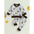 thumbnail image 3 of Newborn Baby Girl Boy Clothes 6M 12M 18M 24M 3Y Football Long Sleeve Crewneck Pullover Sweatshirt Long Pants Fall Winter Outfit, 3 of 10