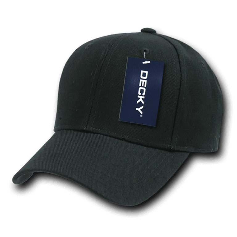 Decky Classic Plain Fitted Pre Curved Bill Baseball Hats Caps Men Women  Black