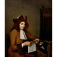thumbnail image 2 of Gerard ter Borch 12x14 Gold Ornate Wood Frame and Double Matted Museum Art Print Titled - Young Man Reading (ca. 1680), 2 of 4