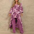 thumbnail image 3 of Mikilon Ensemble Élégant pour Femmes 2 Pcs Été Imprimé Irrégulier Pull Manches Longues Col Rond Violet TG, 3 of 6