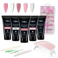 thumbnail image 1 of Kit Completo de 5 Piezas para Uñas: Lámpara Rosa + Geles Extensores 01-05 + Cepillo, Lima y 100 Uñas Postizas – Ideal para Uso Profesional o Personal., 1 of 6