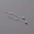 thumbnail image 4 of EOEMY Real 925 Sterling Silver Chain & Bead Drop Stud Earrings Studs Dangle, 4 of 6