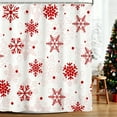 thumbnail image 4 of Christmas Shower Curtain, Snowflake Pattern Bathroom Decor with 12 Hooks, Waterproof Polyester Fabric for Bath Tub(Red), 4 of 5