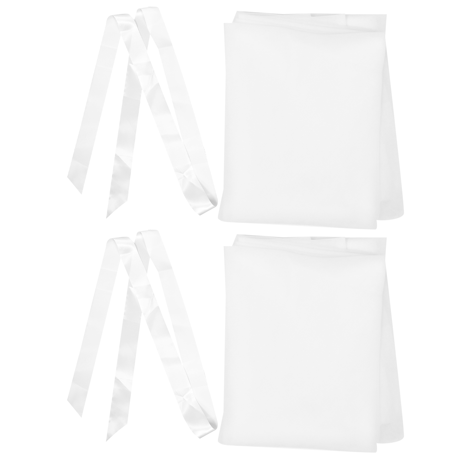 2 Pcs Tulle Chair Cover Long Bow Ties Mesh Fluffy Tutu Chair Skirt Slipcovers for Bridal Shower Wedding Baby Shower Decor (White) - image 2 of 8
