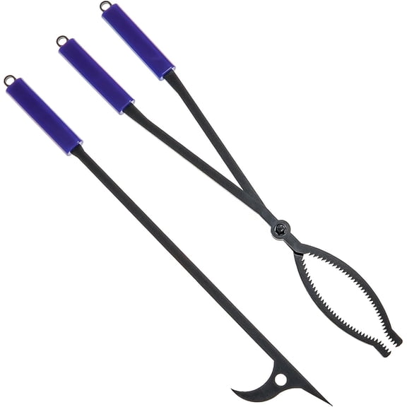 YANGLI Heavy Duty 28-Inch Fire Tongs Set, Log Grabber & Poker, Portable Rustproof for Fireplace & Camping