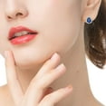 thumbnail image 6 of Uloveido Platinum Plated Dark Blue Teardrop Crystal Studs Earrings for Women R815 (Dark Blue), 6 of 7