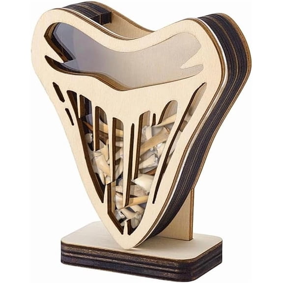 Teeth Display Case 4.2x3.5 inch Wooden Teeth Shadow Box with Clear Window Wood Holder Display Box for Vacation Coastal Beach Room Bedroom Home Decoration Collectors