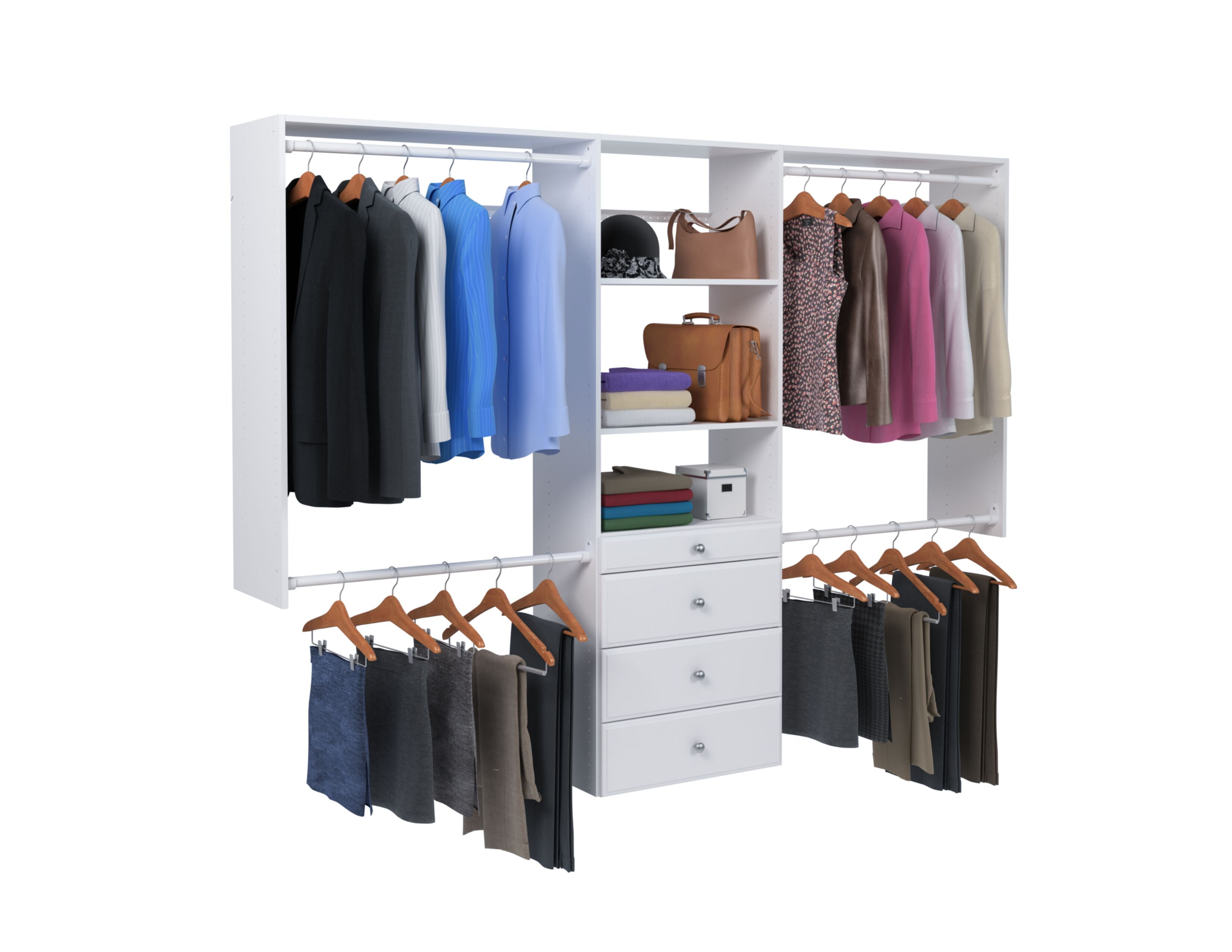 “My closet” LOVMOR 90 in White Modular Closet System Unit-Customizable