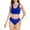 Blue, variant on Jacenvly 2024 Plus Size Bikini Swimsuits for Women Soft Satiny Women's Fashion Mesh Hollow Color Bikini Two-Piece Swimsuit Set Solid Casual Summer Beach Dresses Army Green