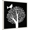 thumbnail image 4 of Kate and Laurel Black and White Bird Tree Linocut Framed Canvas Wall Art  by Guilana Lazzerini 22 x 22 Sylvie Beaded White, Black & White, Animals, Nature Art for Wall Decor, Living Room Bedroom, 4 of 8