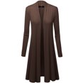 thumbnail image 4 of Made by Johnny Women's Solid Long Sleeve Open Front Long Cardigan L BROWN, 4 of 6