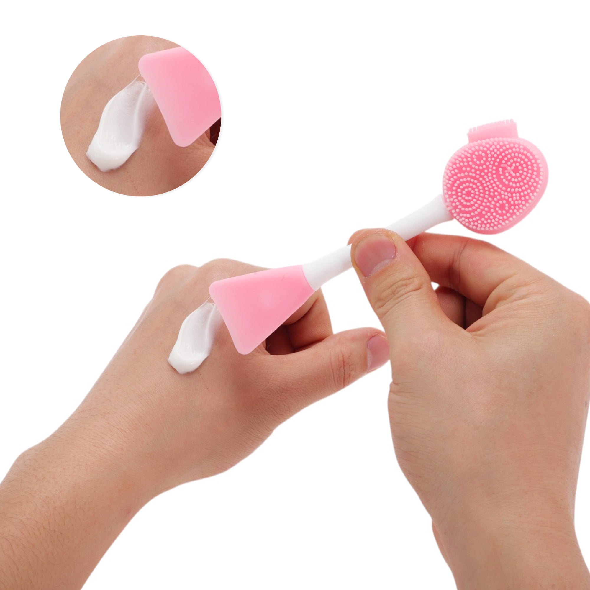 Unique Bargains Soft Double-headed Facial Mask Brushes 2 Pcs Light Pink