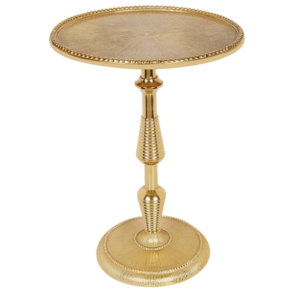 Round Side End Table - Metal Coffee Table for Living Room, Balcony & Bedroom (Gold 1)