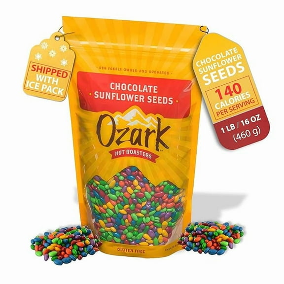 OZARK NUT ROASTERS: Chocolate Sunflower Seeds, Chocolate-Covered Snacks, World-Class Gourmet Candied Sunflower Seeds, Resealable Pack (16 oz)