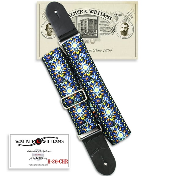 H-29-CHR Vintage Series Blue Cheer Woven Hippie Strap With Chrome Hardware & Leather Ends
