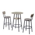 thumbnail image 6 of Round bar stool set with shelf, upholstered stool with backrest Grey, 23.62'' W x 23.62'' D x 35.43'' H., 6 of 19