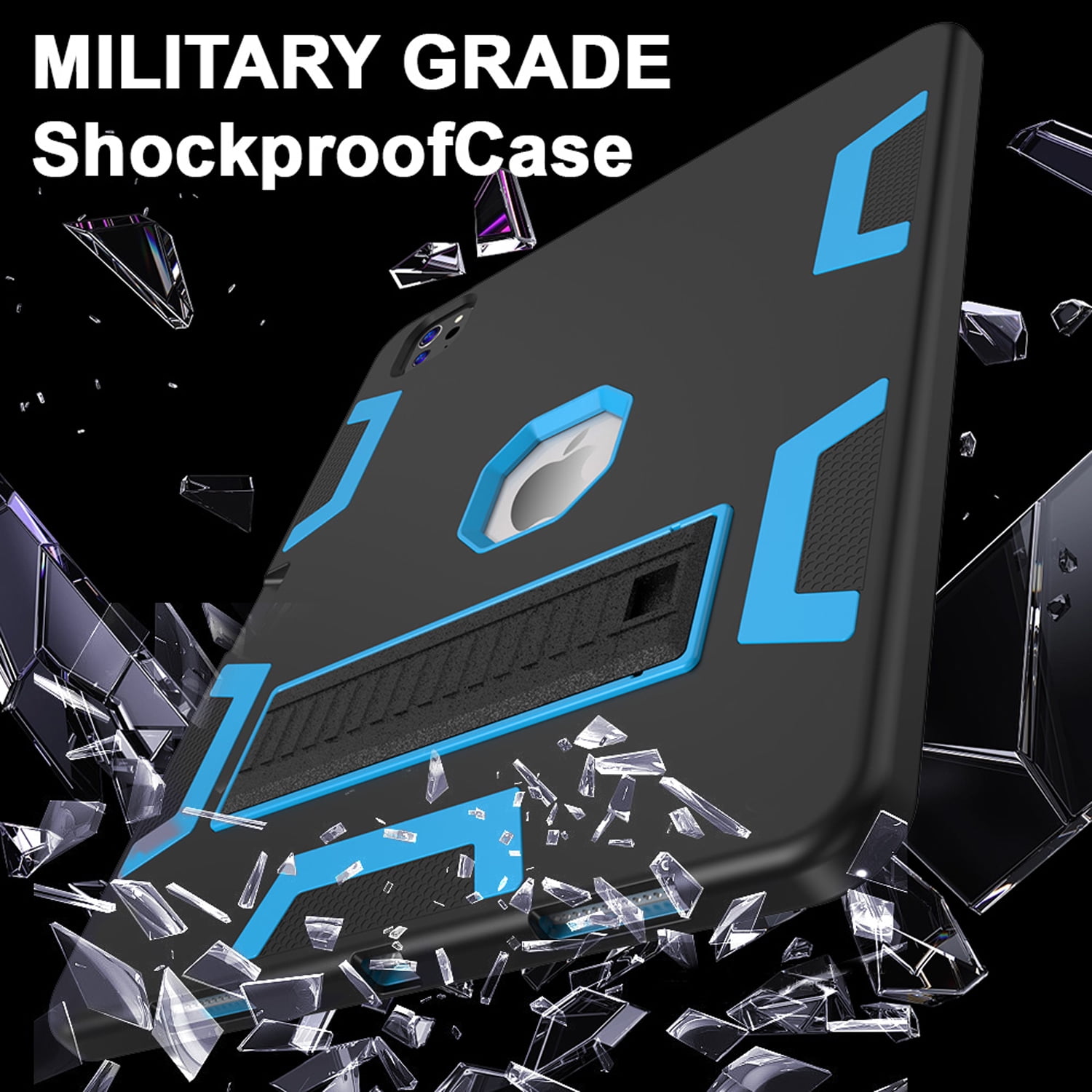 Decase Rugged Case Compatible with Apple iPad Pro 13 Inch (M5) 2025 / (M4) 2024,Shockproof Protective Cover with Built-in Stand & Pencil Holder,Heavy Duty Hard Cover,Blackblue