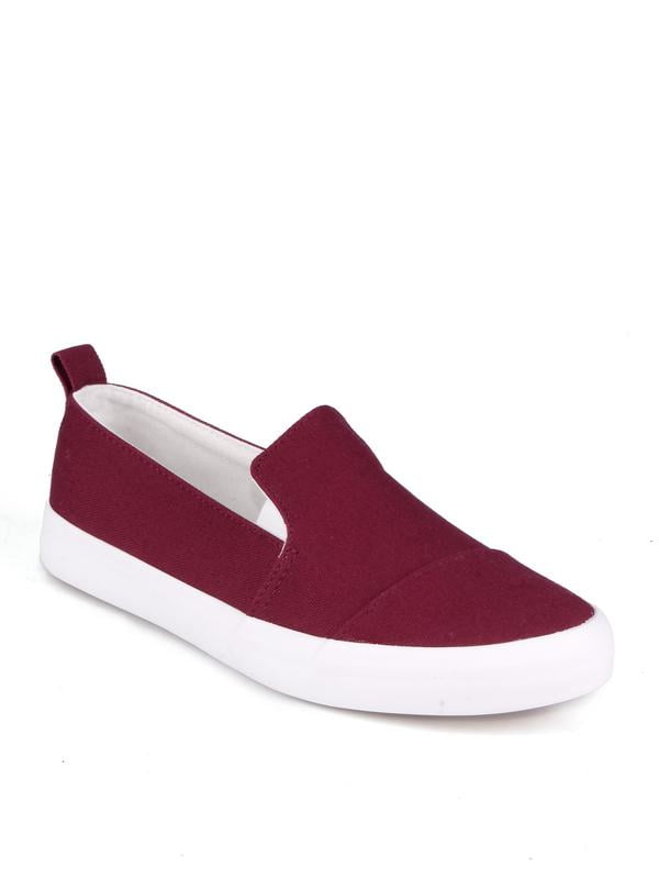burgundy suede slip on sneakers