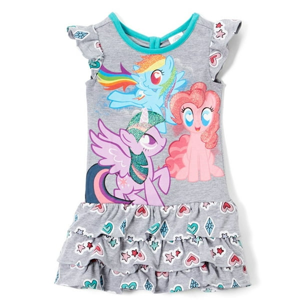 My Little Pony Toddler Girls' Ruffle Dress, Heather Grey, 2T - Walmart.com