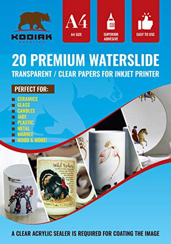 A4 Inkjet Water Slide Decal Paper 20 Sheets Transparent Clear DIY for Inkjet 