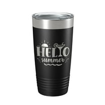 Hello Summer Tumbler Travel Mug Insulated Laser Engraved Coffee Cup 20 oz Black