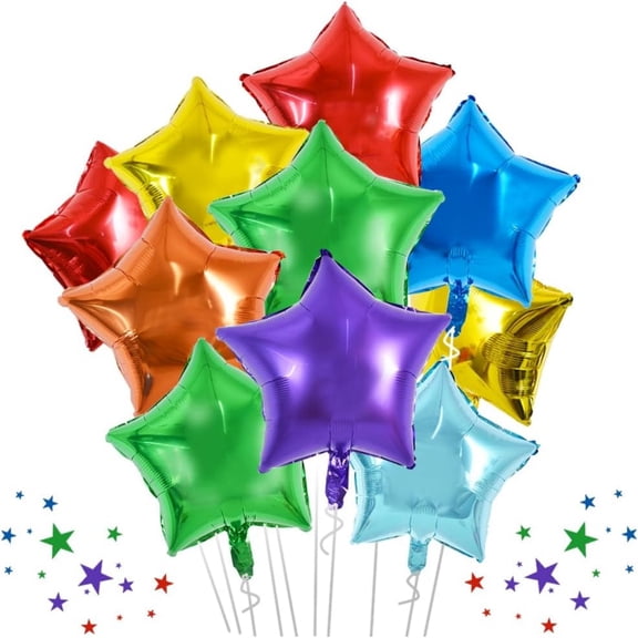 Mioerouu 18 Inch Large Rainbow Star Shape Foil Balloons Big Rainbow Stars Helium Mylar Ballons for Birthday Wedding Baby Shower Anniversary Engagement Party Decorations Supplies