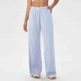 thumbnail image 4 of hoksml Women's Waffle Knit Wide Leg Pants, Pull-On Lounge Trousers with Elastic Waist and Side Pockets, 4 of 6