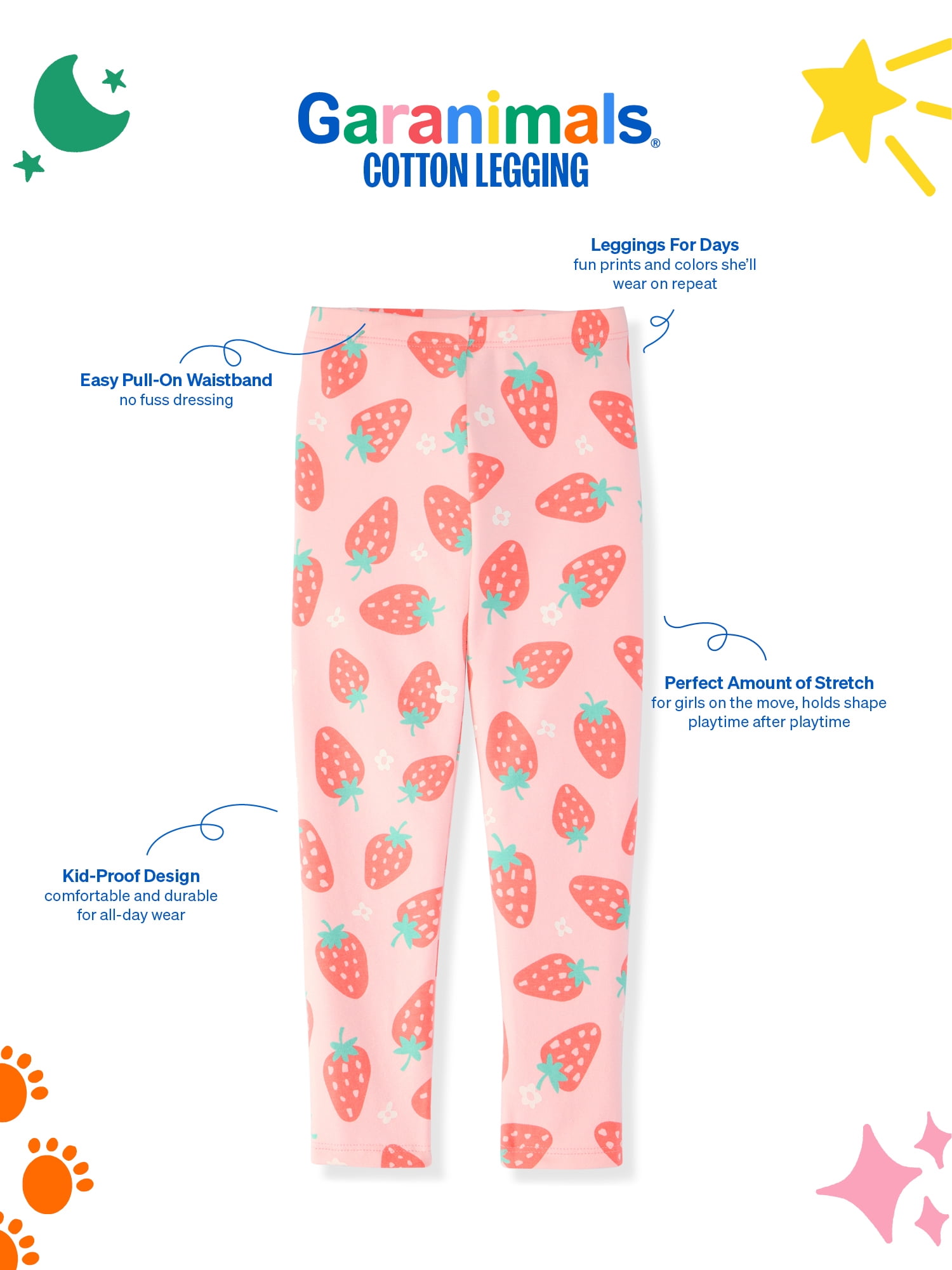 Garanimals Newborn, Baby & Toddler Girl Cotton Pull-on Leggings, Sizes 0M–6T, Single & 3-pack