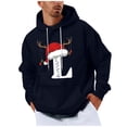 thumbnail image 2 of Yteetum Men's Oversized Christmas Hoodies Christmas Letter Print Drawstring Pullover Hooded Sweatshirts Mens Casual Christmas Graphic Print Loose Long Sleeve Hoodies Xmas Holiday Hooded Sweatshirt, 2 of 5