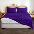 thumbnail image 4 of 400 Thread Count 4 Piece Quality Sheet Set 21 Inch Deep Pocket 100% Egyptian Cotton Color Purple Solid Size Twin XL, 4 of 6