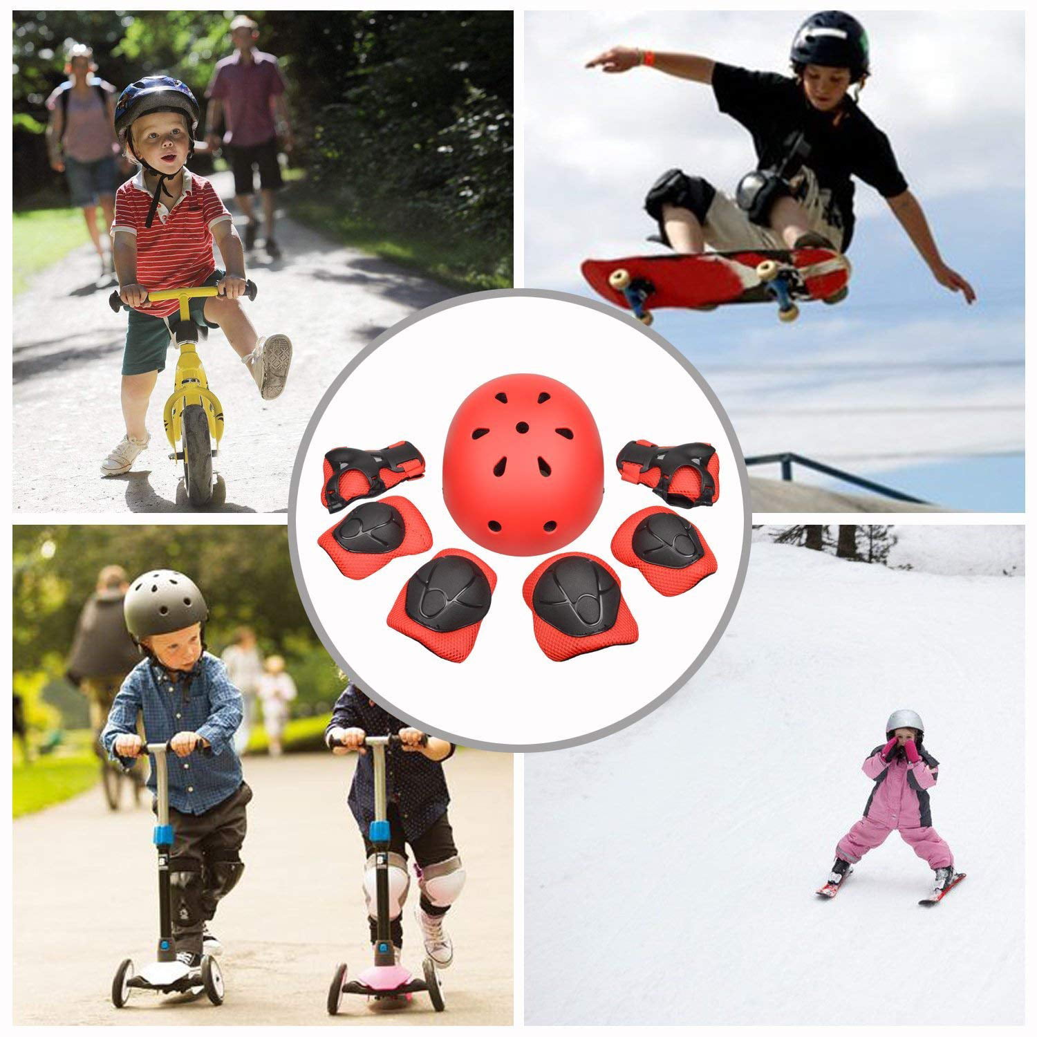 Adjustable Helmet with Knee Pads Elbow Pads Wrist Guards CPSC Certified for Skateboard SANSIRP Kids Protective Gear Set for Ages 3-8 Cycling Outdoor Sports Set Suitable Roller Skating Scooter 