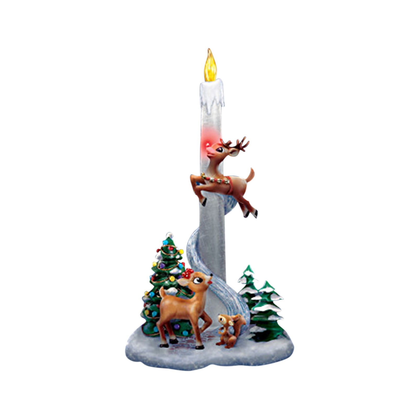 Santa's Guiding Light Flameless Candle Set Christmas Decoration Resin