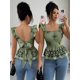 thumbnail image 1 of Blusa Mujer Con Lazo Espalda Y Estampado Negro En Verde Militar, 1 of 22