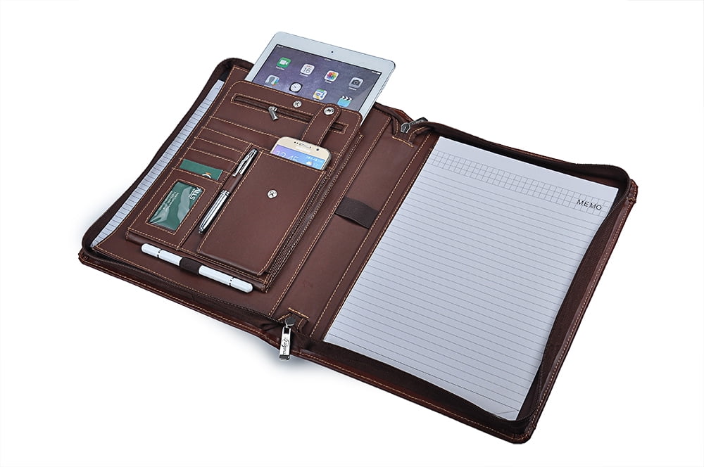 iPad Portfolio with Notepad Holder, Leather Padfolio Case for 9.7 inch