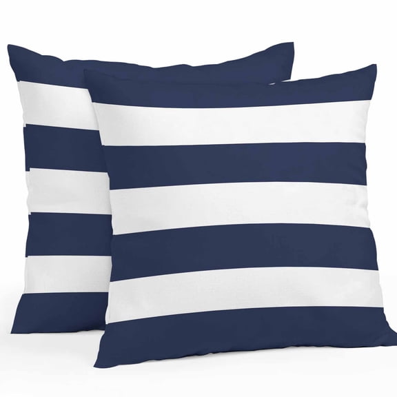 Blue White Stripes Outdoor Pillow Covers Pack of 2 Sea Blue Striped Modern Style Waterproof Throw Pillow Covers Decorative Cushion Cases for Patio Garden Tent Balcony Couch 16x16 inch