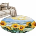thumbnail image 2 of Round Area Rug 4ft,Watercolor Summer Sunflower Washable Carpet Non-Slip Runner Accent Rugs Indoor Floor Mat for Bedroom Living Room Decor,Vintage Rural Natural Scene, 2 of 9