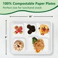 thumbnail image 3 of 500 Pack Disposable Compartment Paper Plates, 100% Compostable 5 Compartment Plates, 10 * 8 inch Biodegradable Sugarcane Plates, Eco-Friendly School Lunch Trays, 3 of 7