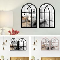 Pcapzz 27cm x 42cm Black Rustic Arched Window Wall Mirror