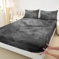thumbnail image 4 of Feelyou Western Spooky Bat King Sheets, Vintage Gothic Halloween Bedding, Gray Black, 4pcs, 1 Flat Sheet, 1 Fitted Sheet and 2 Pillowcases, 4 of 5
