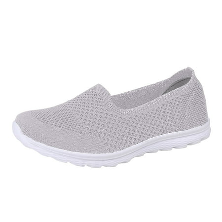 KELINFONG Womens Mesh Flats Shoes Breathable Slip on Shoes Casual Comfortable Walking Shoes Nurse Shoes
