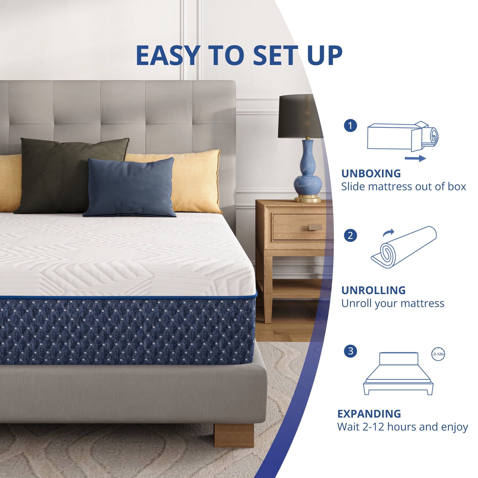 Arctus 12" Medium Firm Memory Foam Mattress, Full Size Memory Foam Mattress in a Box