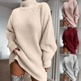 thumbnail image 3 of Pull Automne et Hiver Manches Longues raglan Demi-Col Roulé Robe Pull, 3 of 5