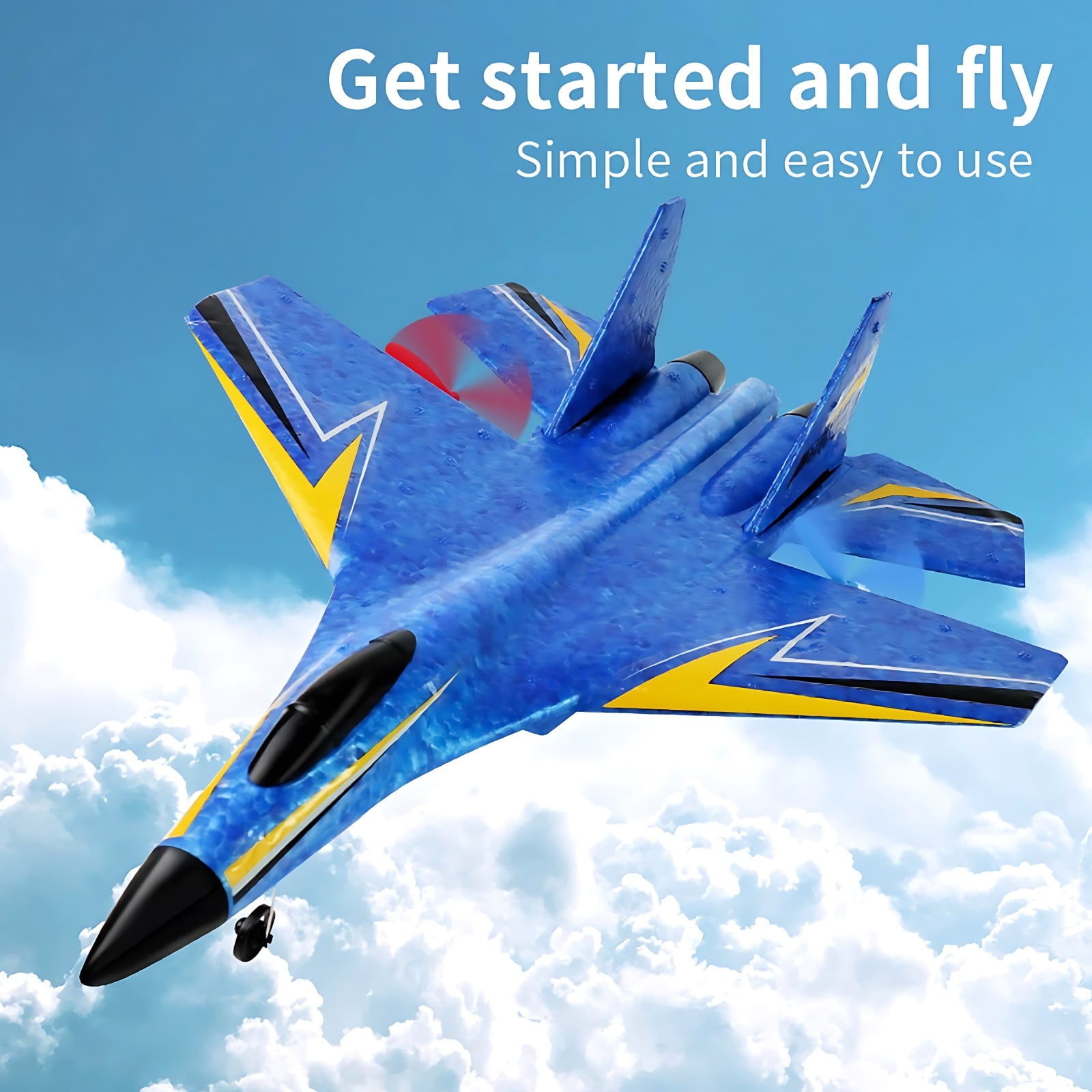 2025 New Gliders Airplane, Upgrade RC Plane Remote Control Glider Airplanes 2.4 GHZ, Collision Nose RC Plane  with Lights for Age 8-10 Years Old and Beginners (Blue)