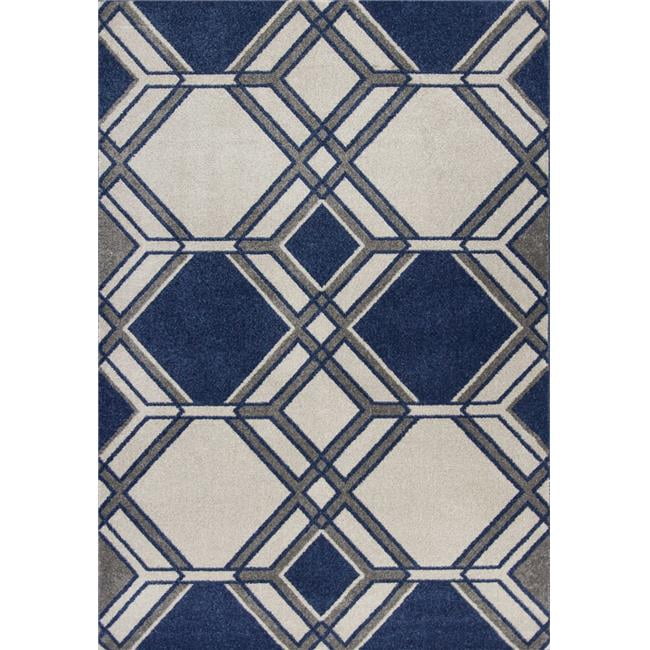 HomeRoots 353466 3 ft. 3 in. x 4 ft. 11 in. UV-Treated Polypropylene Ivory & Denim Area Rug