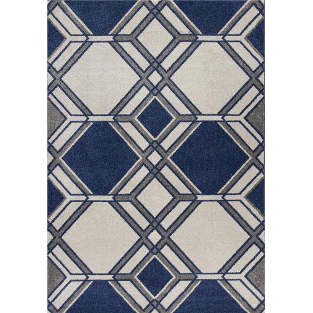 HomeRoots 353466 3 ft. 3 in. x 4 ft. 11 in. UV-Treated Polypropylene Ivory & Denim Area Rug