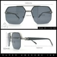 thumbnail image 3 of Luxury Mobster Rimless Half Rim Oversized Rectangle Metal Sunglasses Gold - Black Beige, 3 of 8