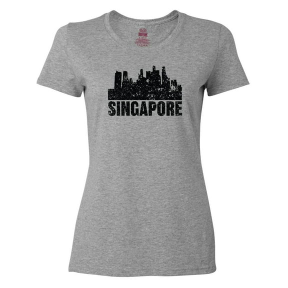 Inktastic Singapore City Skyline with Grunge Women's T-Shirt